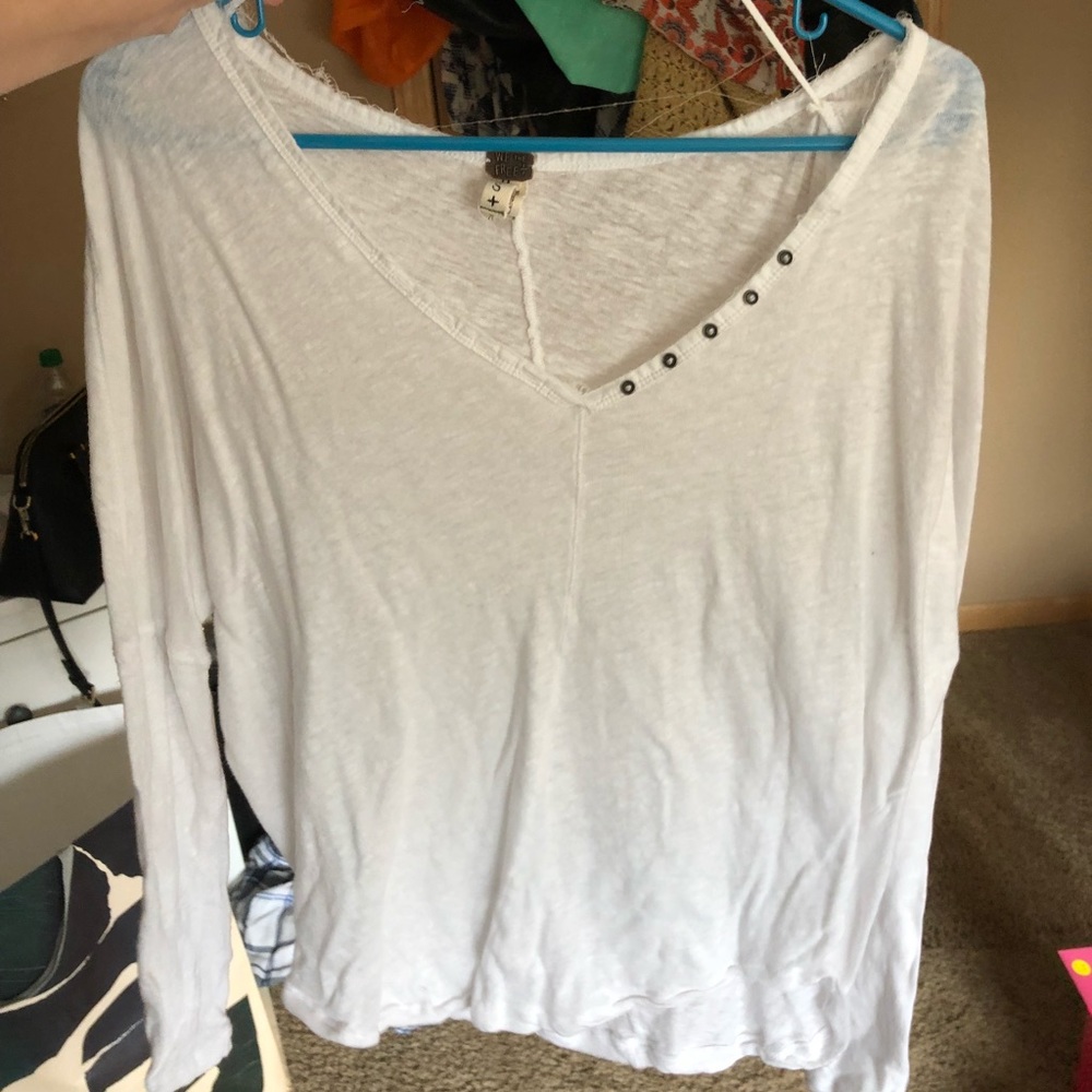 Free People White Long Sleeve